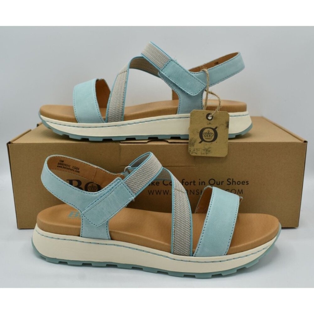 Born Womens Size 8 Mady Turquoise Combo Leather Strappy Open Toe Sandals Shoes - Picture 12 of 15